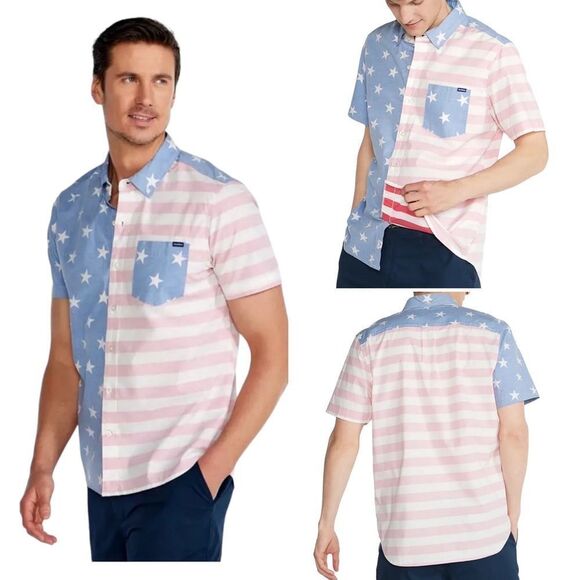 Chubbies The Uncle Sam USA Flag Patriotic Friday Short Sleeve Shirt Sz M NWT - Picture 1 of 16